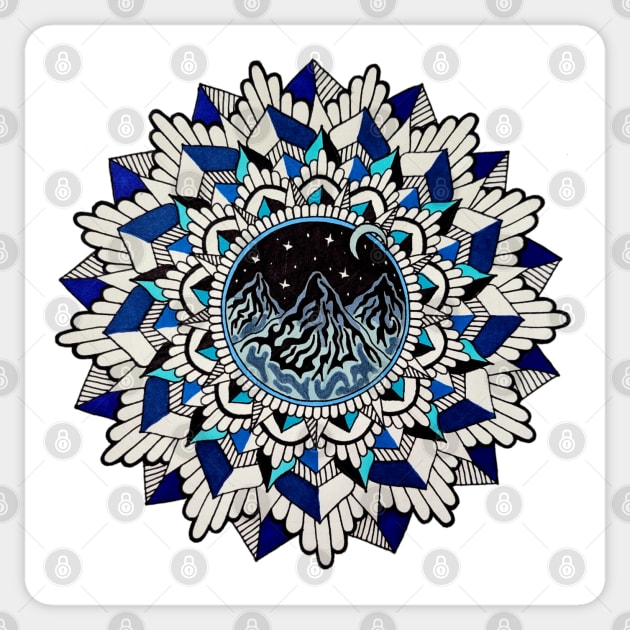Blue Mountain Mandala Sticker by Art by Rory 
